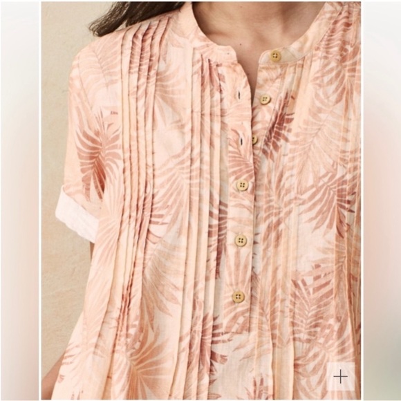 FAHERTY Gemina Dress - Peach Palms Shirt Dress Large linen ecovero - Picture 2 of 8